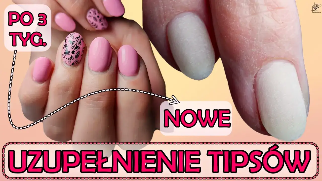 Uzupełnienie tipsów po 3 tyg. - nowe, piękne paznokcie.